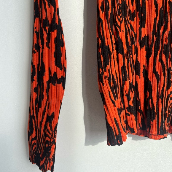 ACNE STUDIOS Wood-print Ribbed Top Red/black In Orange - Picture 4 of 10